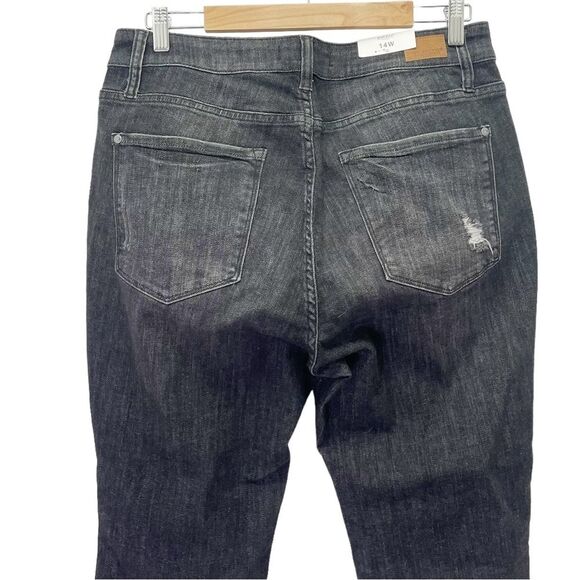 NWT Judy Blue Destroyed Button-Fly Skinny Jeans Black Wash Denim Size 14W NEW - Picture 6 of 15